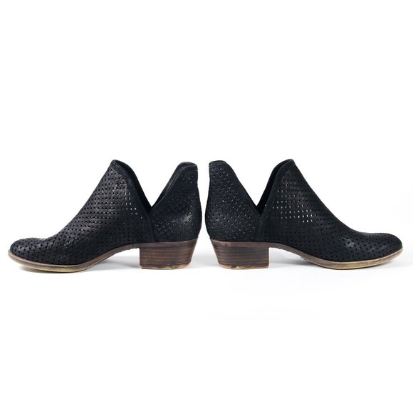 Lucky Brand Perforated Black Suede Booties - Picture 1 of 11
